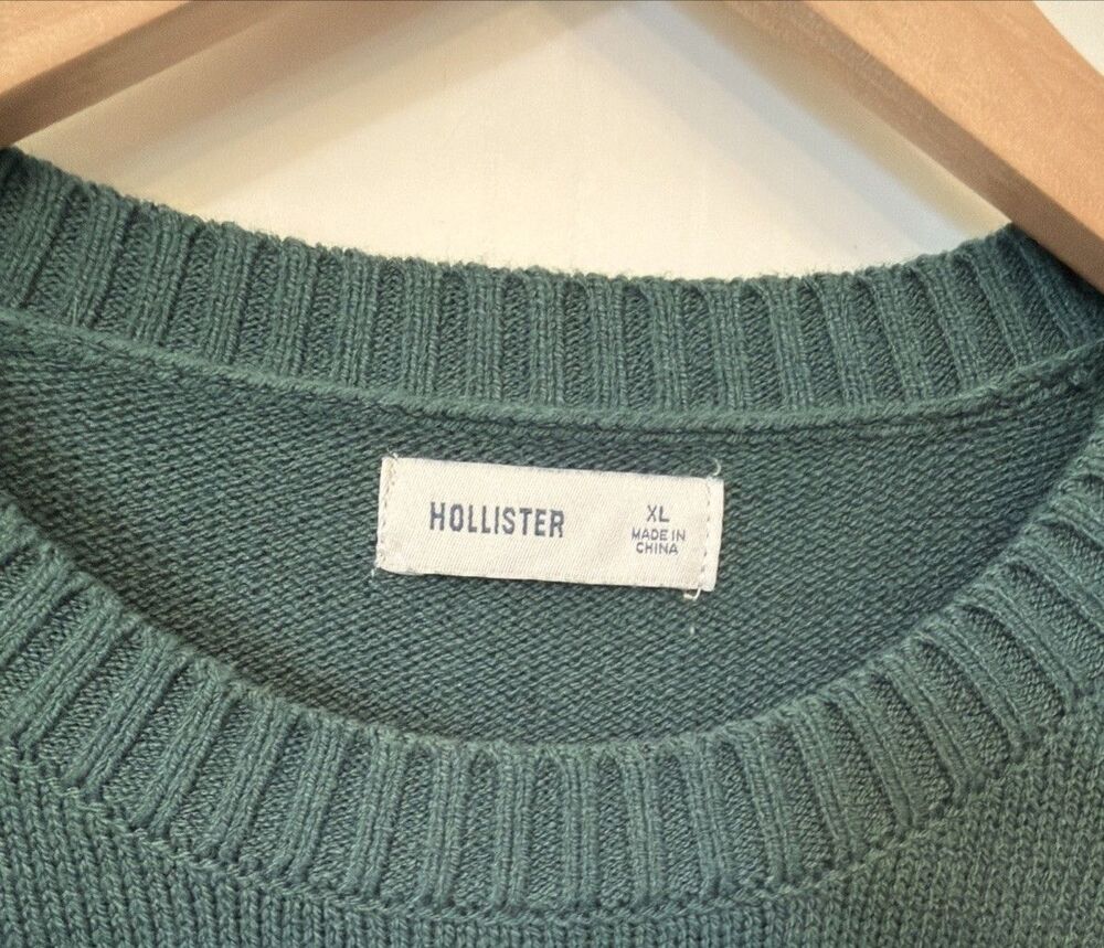 Women's Hollister Green White Sweater 22 XL Preppy University Casual Y2K Style - Picture 4 of 12